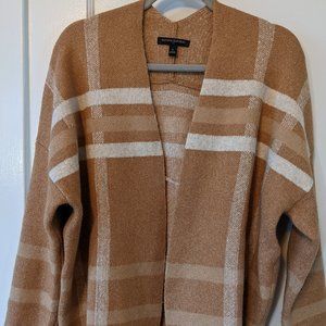 Banana Republic Plaid Open-Front Tan Cardigan